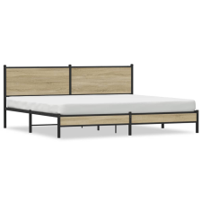 vidaXL sonoma tölgy színű fém ágykeret matrac nélkül 193 x 203 cm ágy és ágykellék