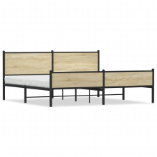 vidaXL sonoma tölgy színű fém ágykeret matrac nélkül 193 x 203 cm ágy és ágykellék