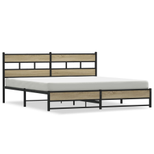 vidaXL sonoma tölgy színű fém ágykeret matrac nélkül 200 x 200 cm (3308502) ágy és ágykellék