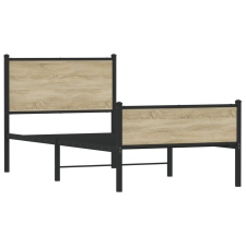 vidaXL sonoma tölgy színű fém ágykeret matrac nélkül 90 x 190 cm (4007896) ágy és ágykellék