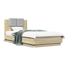 vidaXL sonoma tölgy színű szerelt fa ágykeret fejtámlával 100x200 cm ágy és ágykellék