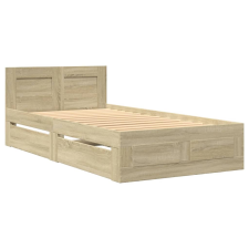 vidaXL sonoma tölgy színű szerelt fa ágykeret fejtámlával 100x200 cm (3295578) ágy és ágykellék