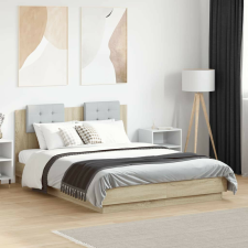 vidaXL sonoma tölgy színű szerelt fa ágykeret fejtámlával 135 x 190 cm ágy és ágykellék
