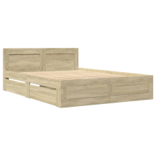 vidaXL sonoma tölgy színű szerelt fa ágykeret fejtámlával 140x190 cm (3295592) ágy és ágykellék