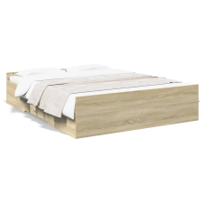 vidaXL sonoma tölgy színű szerelt fa ágykeret fiókokkal 150 x 200 cm ágy és ágykellék