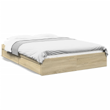 vidaXL sonoma tölgy színű szerelt fa ágykeret fiókokkal 160 x 200 cm ágy és ágykellék