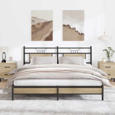 vidaXL sonoma tölgy színű szerelt fa ágykeret matrac nélkül 183x203 cm ágy és ágykellék