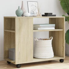 vidaXL sonoma tölgy színű szerelt fa kisasztal kerekekkel 70x35x60 cm bútor