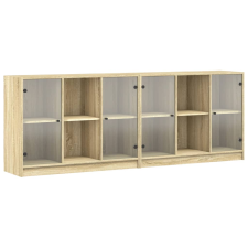 vidaXL sonoma-tölgy színű szerelt fa könyvespolc ajtókkal 204x37x75 cm (3206533) bútor