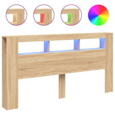 vidaXL sonoma-tölgy színű szerelt fa LED-es fejtámla 200x18,5x103,5 cm ágy és ágykellék