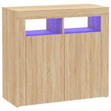 vidaXL sonoma tölgy színű tálalószekrény LED-világítással 80x35x75 cm (804331) bútor