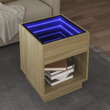 vidaXL sonoma tölgy végtelen hatású LED-es dohányzóasztal 40x40x50 cm bútor