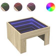 vidaXL sonoma tölgy végtelen hatású LED-es dohányzóasztal 50x50x30 cm (847604) bútor