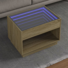vidaXL sonoma tölgy végtelen hatású LED-es dohányzóasztal 70x50x50 cm bútor