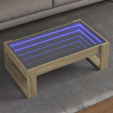 vidaXL sonoma tölgy végtelen hatású LED-es dohányzóasztal 90x53x30 cm bútor
