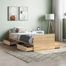 vidaXL sonoma-tölgyszínű ágykeret fej- és lábtámlával 75 x 190 cm ágy és ágykellék