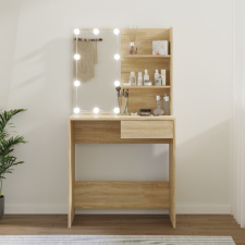 vidaXL sonoma-tölgyszínű LED-es fésülködőasztal 74,5 x 40 x 141 cm bútor