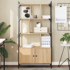 vidaXL sonoma-tölgyszínű műfa könyvespolc ajtókkal 76,5x30x154,5 cm bútor