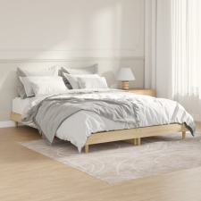 vidaXL sonoma tölgyszínű szerelt fa ágykeret 135 x 190 cm ágy és ágykellék