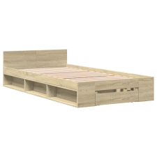 vidaXL sonoma-tölgyszínű szerelt fa ágykeret fiókkal 100 x 200 cm ágy és ágykellék