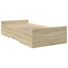 vidaXL sonoma-tölgyszínű szerelt fa ágykeret fiókokkal 75x 190 cm (3280351) ágy és ágykellék