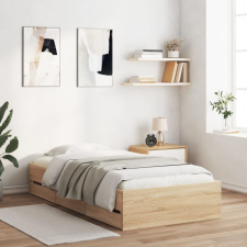 vidaXL sonoma-tölgyszínű szerelt fa ágykeret fiókokkal 90 x 190 cm ágy és ágykellék