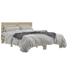 vidaXL sonoma tölgyszínű szerelt fa és fém ágykeret 120 x 190 cm ágy és ágykellék
