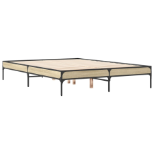 vidaXL sonoma tölgyszínű szerelt fa és fém ágykeret 120 x 190 cm (845047) ágy és ágykellék