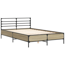 vidaXL sonoma tölgyszínű szerelt fa és fém ágykeret 120 x 200 cm (3280038) ágy és ágykellék
