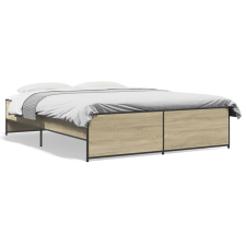 vidaXL sonoma tölgyszínű szerelt fa és fém ágykeret 140 x 200 cm ágy és ágykellék