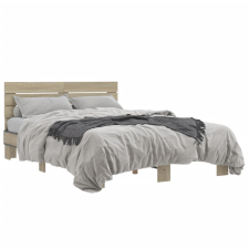 vidaXL sonoma tölgyszínű szerelt fa és fém ágykeret 140x190 cm ágy és ágykellék