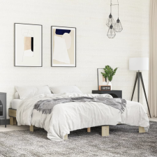 vidaXL sonoma tölgyszínű szerelt fa és fém ágykeret 150 x 200 cm ágy és ágykellék