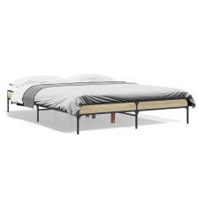 vidaXL sonoma tölgyszínű szerelt fa és fém ágykeret 150 x 200 cm ágy és ágykellék