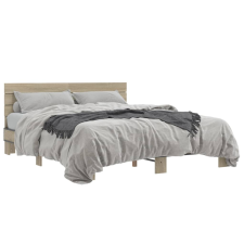 vidaXL sonoma tölgyszínű szerelt fa és fém ágykeret 150 x 200 cm ágy és ágykellék