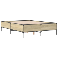 vidaXL sonoma tölgyszínű szerelt fa és fém ágykeret 160 x 200 cm (3279788) ágy és ágykellék