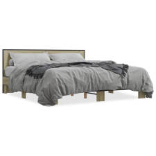 vidaXL sonoma tölgyszínű szerelt fa és fém ágykeret 180 x 200 cm ágy és ágykellék