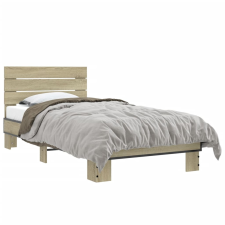 vidaXL sonoma tölgyszínű szerelt fa és fém ágykeret 75 x 190 cm ágy és ágykellék