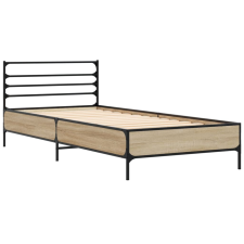 vidaXL sonoma tölgyszínű szerelt fa és fém ágykeret 75 x 190 cm (845623) ágy és ágykellék