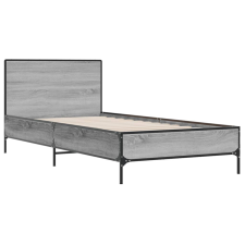 vidaXL sonoma tölgyszínű szerelt fa és fém ágykeret 90 x 200 cm (845520) ágy és ágykellék
