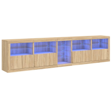 vidaXL sonoma-tölgyszínű tálalószekrény LED-világítással 283x37x67 cm (3209025) bútor
