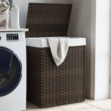 vidaXL sötétbarna polyrattan szennyeskosár fedéllel 46x33x60 cm bútor