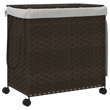 vidaXL sötétbarna rattan szennyeskosár kerekekkel 60x35x60,5 cm (372040) bútor