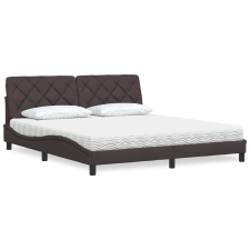 vidaXL sötétbarna szövet ágy matraccal 180x200 cm ágy és ágykellék