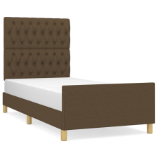vidaXL sötétbarna szövet ágykeret fejtámlával 100 x 200 cm (3125279) ágy és ágykellék