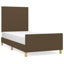vidaXL sötétbarna szövet ágykeret fejtámlával 90 x 190 cm (3124858) ágy és ágykellék