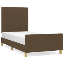vidaXL sötétbarna szövet ágykeret fejtámlával 90 x 200 cm (3125190) ágy és ágykellék