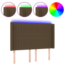 vidaXL sötétbarna szövet LED-es fejtámla 147x16x118/128 cm (3124287) ágy és ágykellék