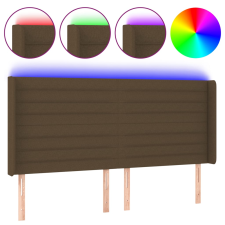 vidaXL sötétbarna szövet LED-es fejtámla 203x16x118/128 cm (3124213) ágy és ágykellék