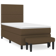 vidaXL sötétbarna szövet rugós ágy matraccal 100 x 200 cm (3136496) ágy és ágykellék