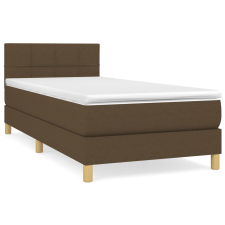 vidaXL sötétbarna szövet rugós ágy matraccal 100 x 200 cm (3140596) ágy és ágykellék